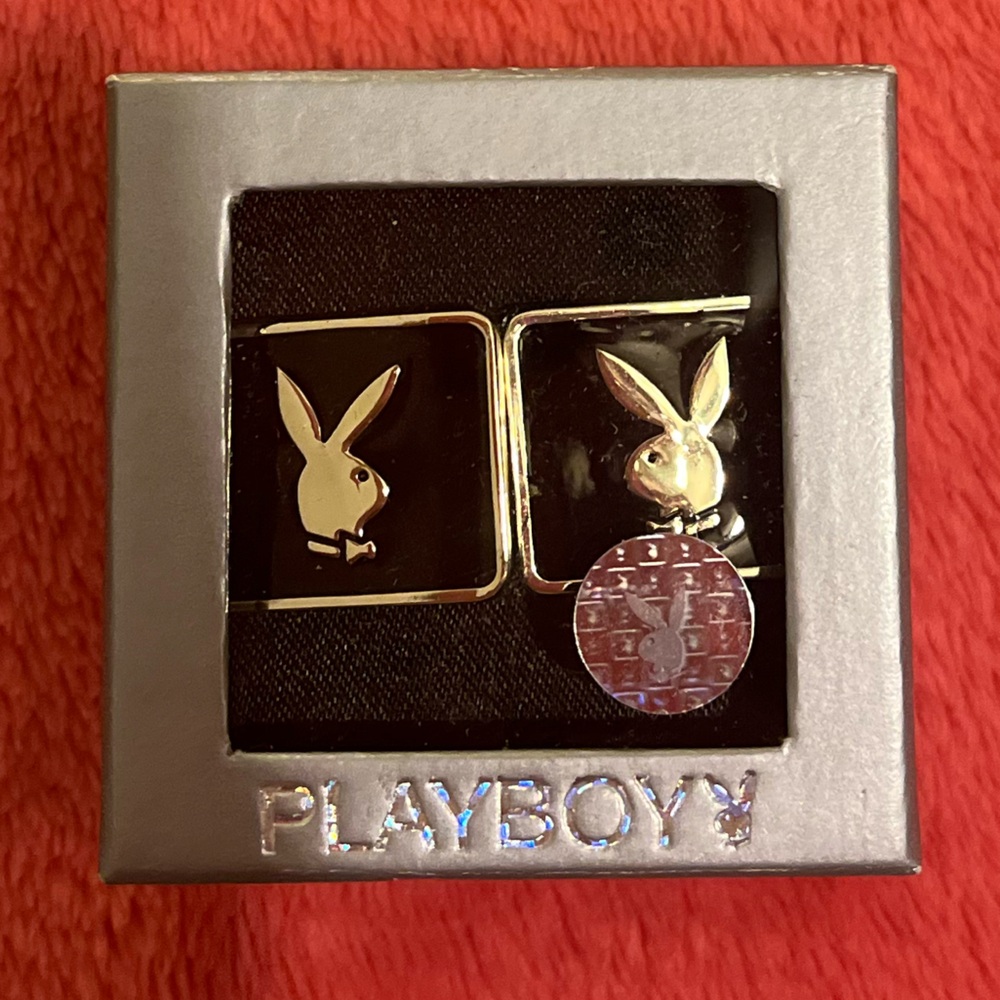 PLAYBOY Silver and Black Cufflinks